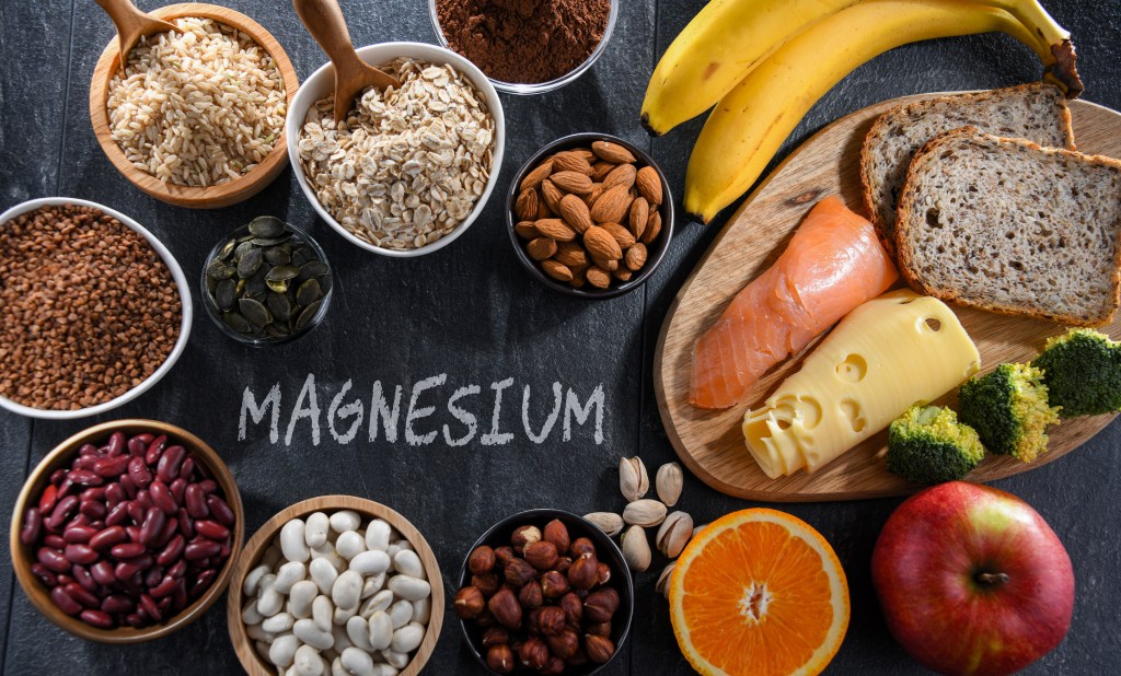 Most people get enough magnesium from their daily diet – nutrient-dense foods include pumpkin and chia seeds, almonds, cashews, spinach, whole wheat bread, black beans, soy milk, peanut butter, avocados and chocolate black.